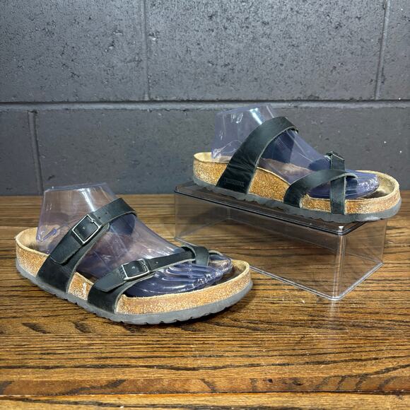 Birkenstock Shoes - Birkenstock Women’s Black Leather Strappy Sandals Size 39 US 8 Comfort
